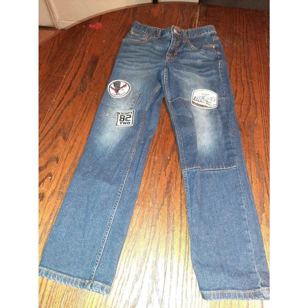 Boys 12 Reg Arizona Jean Company Straight Leg Adjustable Waist Denim Blue Jeans